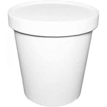 Disposable White Paper Soup Containers with Lids - Paper Ice Cream Cups - Disposable Dessert Bowls For Cold, Frozen Yogurt Cups - Food Storage, Microwavable, Freezer Safe Take Out (16oz, 50 Count)
