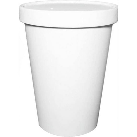 Disposable White Paper Soup Containers with Lids - Paper Ice Cream Cups - Disposable Dessert Bowls, Frozen Yogurt Cups - Food Storage Containers, Microwavable and Freezer Safe Take Out (200, 26oz)