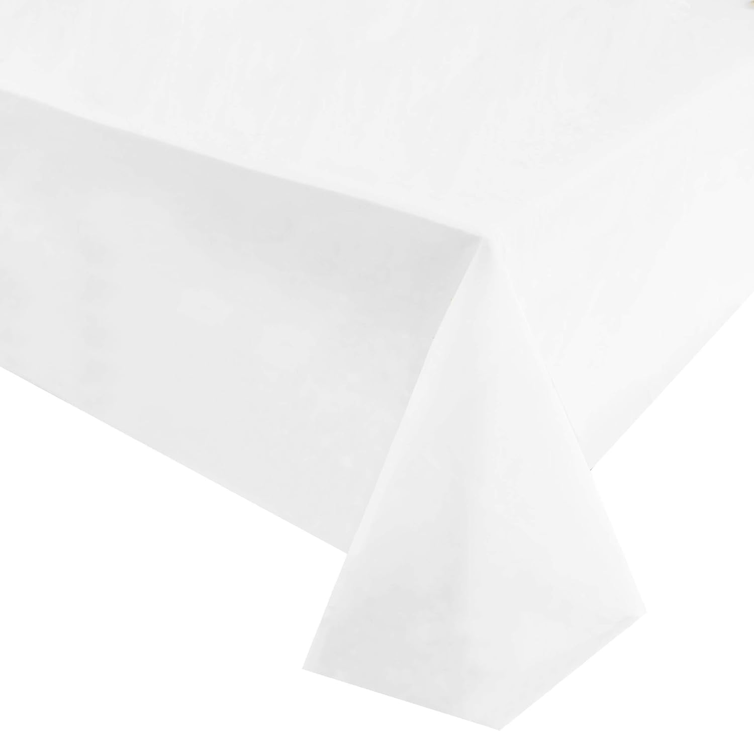 Disposable White Party Tablecloth Stylish, Waterproof, Rectangular Table Cover