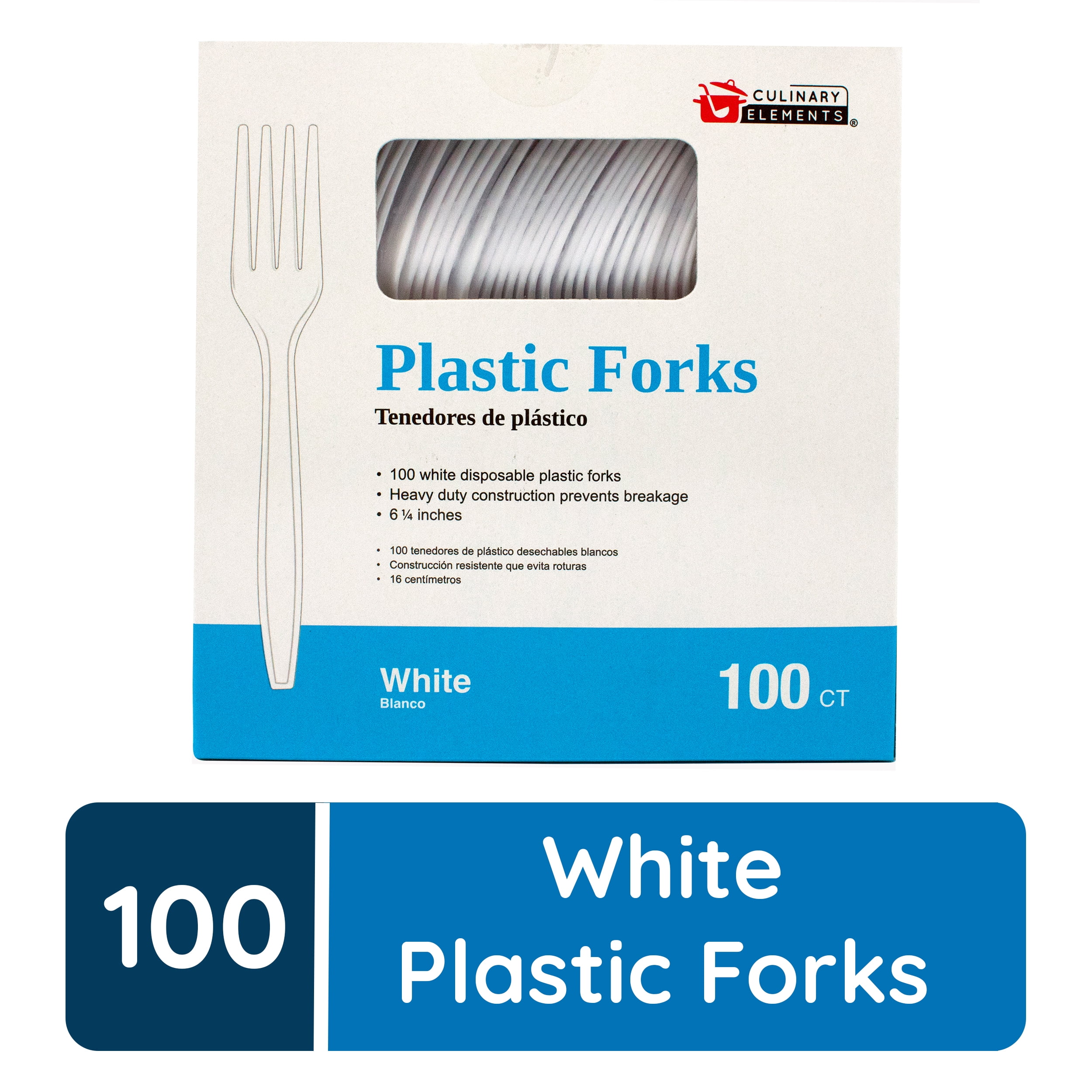 Disposable White Plastic Forks, Plastic Cutlery Utensils for Parties