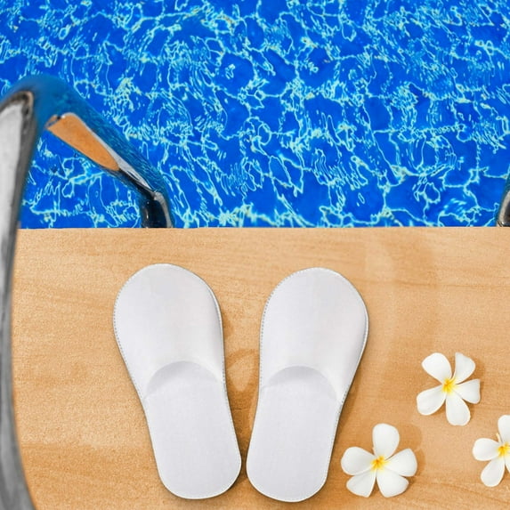 Disposable White Slippers 20 Pairs | Universal Size 5mm Thick Cotton | Non-Slip Breathable Individually Packaged for Spa Hotels Travel Women Men | Portable Lightweight Guest Use