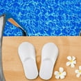 thumbnail image 1 of Disposable White Slippers for Spa Hotel Travel | 1 Pair | Universal Size for Men Women | 5mm Thick | Individually Wrapped | Non-Slip Soft Breathable | Lightweight for Guest Use, 1 of 9