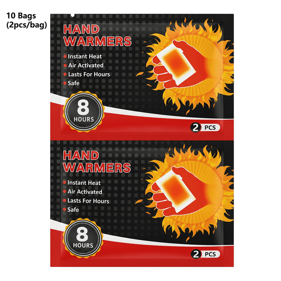 Disposable Winter Portable Self-Heating Hand Warmers, 2 Pcs Per Bag, Ideal for Camping, Hiking & Other Outdoor Activities, Multiple Pack Options (5/10/15 Bags)