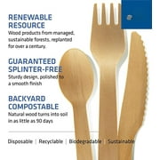 Disposable Wooden Cutlery Set - Home Compostable , Bamboo Utensils Alternative, Eco-Friendly, Organic, Sustainable and Carbon Neutral Certified