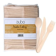 Disposable Wooden Cutlery Utensils Set  Pack of 275 110 Forks 55 Knives 110 Spoons, 5.5-inch Set Eco-Friendly Compostable Silverware Kit Biodegradable Party Supplies Events