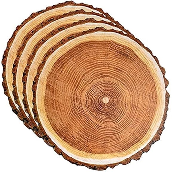 Disposable Wooden Slice Paper Place Mats 50 Pack 13.5" Round Rustic Brown Wood Slices Charger Place Mat for Farmhouse Tan Table Setting Summer Spring Fall Wedding Dinner Party Decor