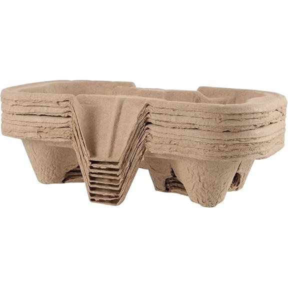 2 Cup Molded Fiber Holder/Carrier 100 Pcs 100 Piece/Bag