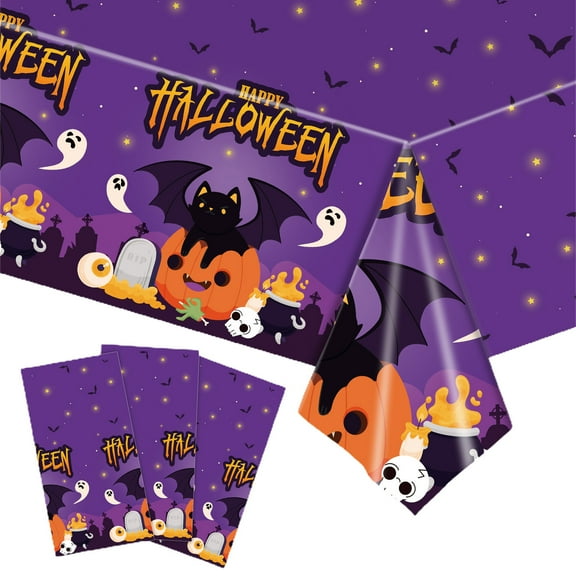 Disposable tableware for Halloween parties, Cute Halloween Cats Monsters and Ghosts Includes Table Cover Halloween Party Decorations Halloween Party Supplies