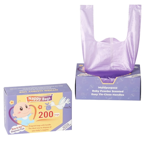 Disposables Diaper Bags,Diaper Sacks, Handle,Diaper Disposal or Pet Waste Bags, Powder Faint Scented
