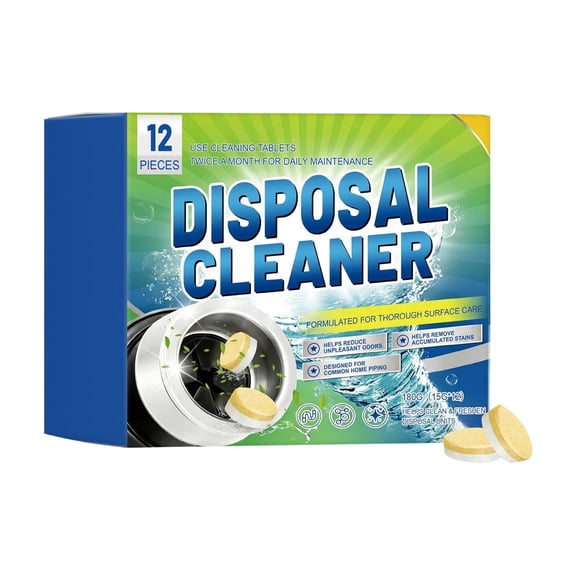 Disposal Cleaner Tablets 12-Pack - Kitchen Garbage Disposal Cleaning Tablets for Odor Elimination and Stain Removal