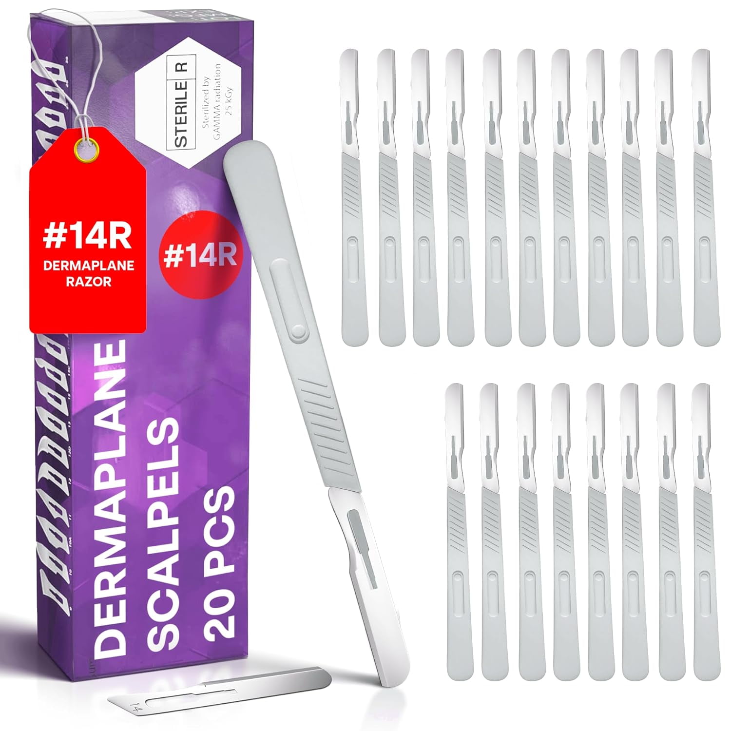 Disposle 14R Dermaplaning Razors - Pack of 20 Dermaplane Razor for Women Face, Dermaplane Scalpels Dermaplaning Tool for Face