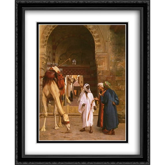 Dispute Arabs 2x Matted 28x34 Large Black Ornate Framed Art Print by Jean-Leon Gerome
