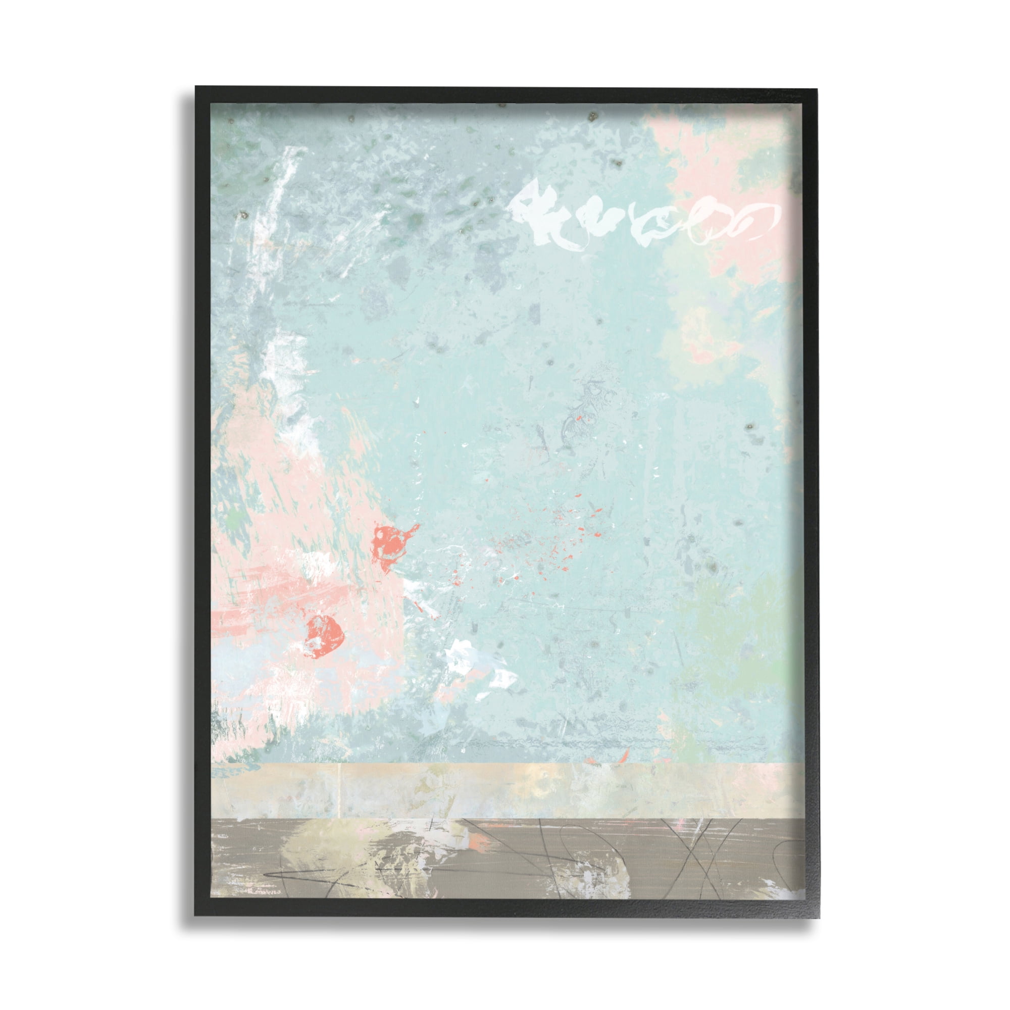 Stupell Industries Disruptive Pink Paintbrush on Abstract Blue Design,16 x 20,Designed by Suzanne Nicoll
