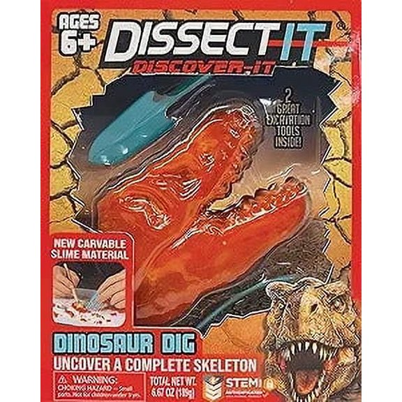 Dissect-It: Dino Dig - Discover 3 Dinosaur Skeletons, Hidden Inside A Synthetic T-Rex, STEM, Learning Guide, Top Secret Toys, Kids Ages 6+