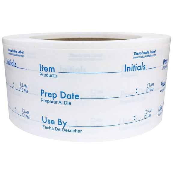 Dissolvable Blue Food Rotation Labels for Food Storage Use by Shelf Life Preparation 2 x 3 Inch 500 Adhesive Stickers