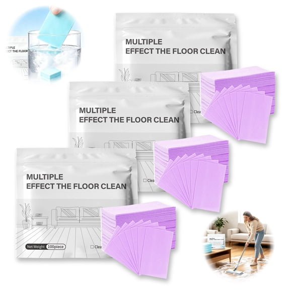 Dissolvable Floor Sheets, Cuban Mop, Floor Cleaner for Mopping, Multi Surface Cleaner, 300 Total Pieces 3 Pack 4.5X3 in Residue-Free Mopping Supplies, Remove Tough Sticky Grime,