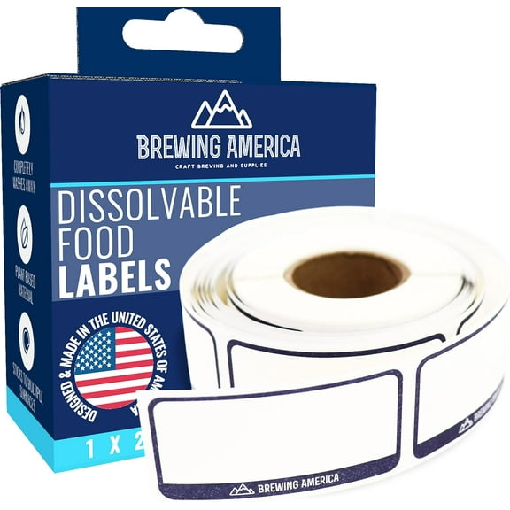 Dissolvable Food Labels for Food Containers - Made in USA - Great for Food Prep, Pantry, Canning, Freezer, Mason Jar Storage, Bottles and Rotation– No Scrubbing, No Residue - Old Glory Blue