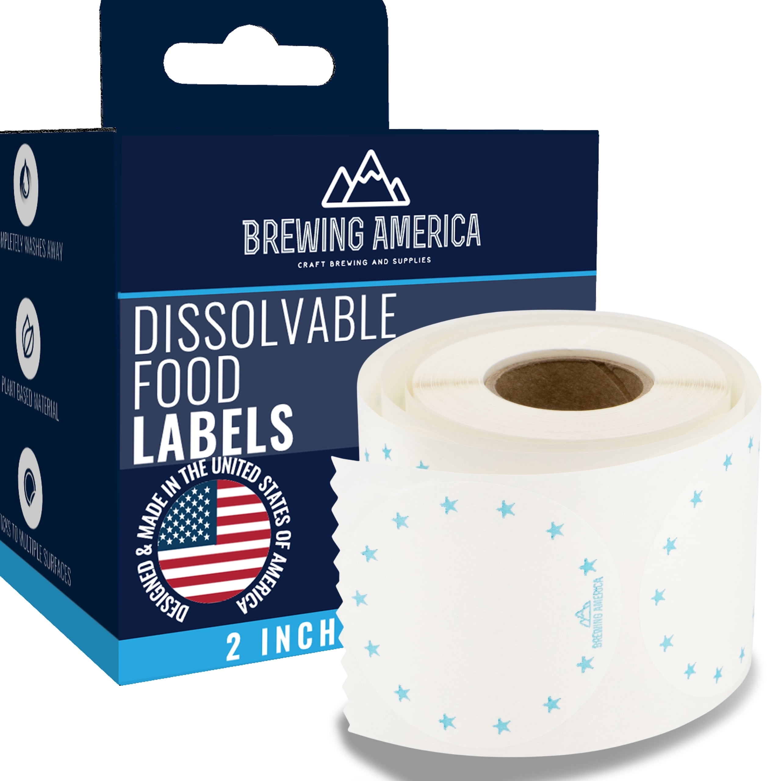 Dissolvable Food Labels for Food Containers – Glass, Plastic or Metal, 2  Inch Round Teal by Brewing America 