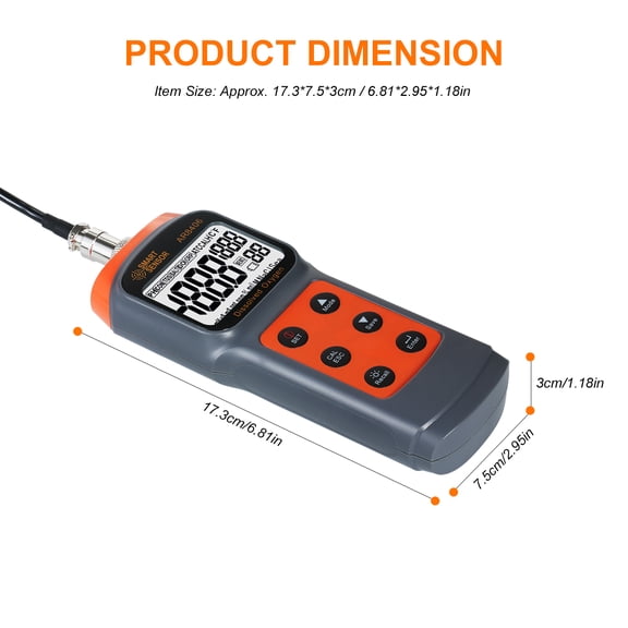 Dissolved Oxygen Meter Water SMART SENSOR Digital Dissolved Oxygen Detector Dissolved Oxygen Meter Portable DO Tester Water Quality Tester Dissolved Oxygen Analyzer