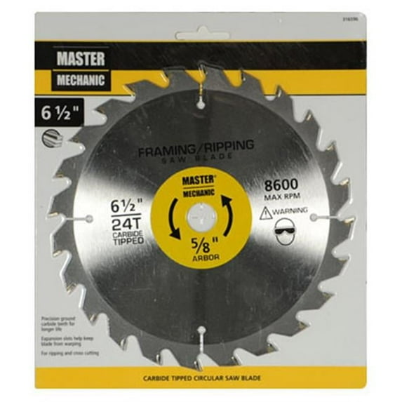 Disston 316596 6.5 in. Master Mechanic Framing Combination & Rip Circular Saw Blade, 24 Tooth