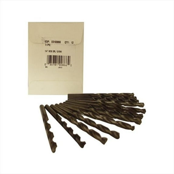 Disston E0100866 Blu-Mol 0.25 In. Diameter Black Oxide Jobber Length Drill Bit- 12 Pack