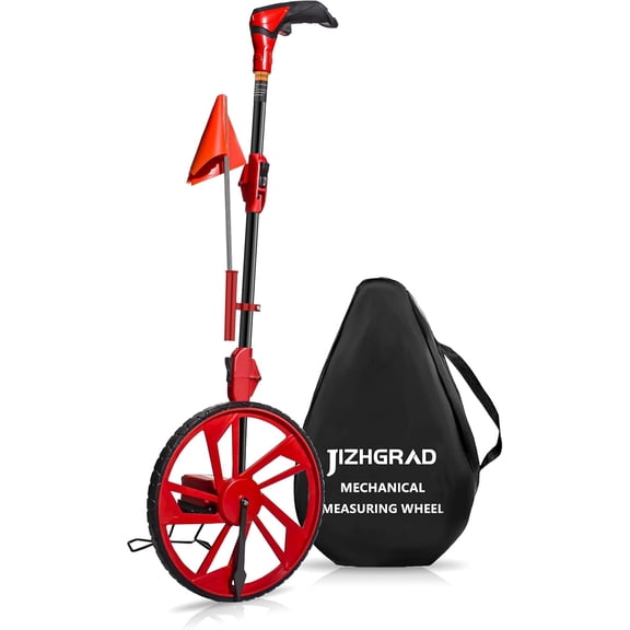 Distance Measuring Wheel in Feet, Measure Wheel with 10 Marking Flags and Added Flags Holder, 12.5Diameter Wheel, Collapsible with One key to Zero, Measurement Wheel with Canvas Carrying Bag