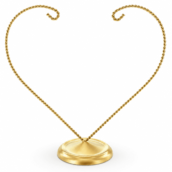 Open-Top Heart Twisted Gold Metal Ornament Display Stand 9 Inches (Poland)