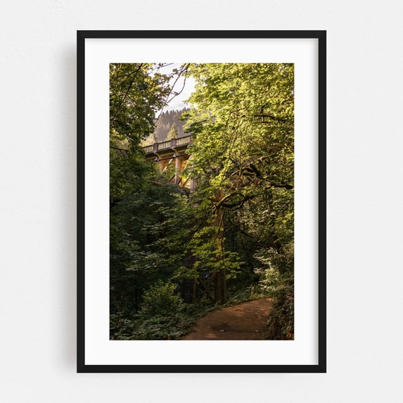 Distant Crossing - Latourell Oregon Photography Bridge Forest Nature Woodland Scenic Architecture Wilderness Black Framed Wall Art Print 20 x 30 inches