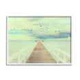 thumbnail image 1 of Distant Dock Peaceful Coast Shore Coastal Photograph White Framed Art Print Wall Art, 1 of 7