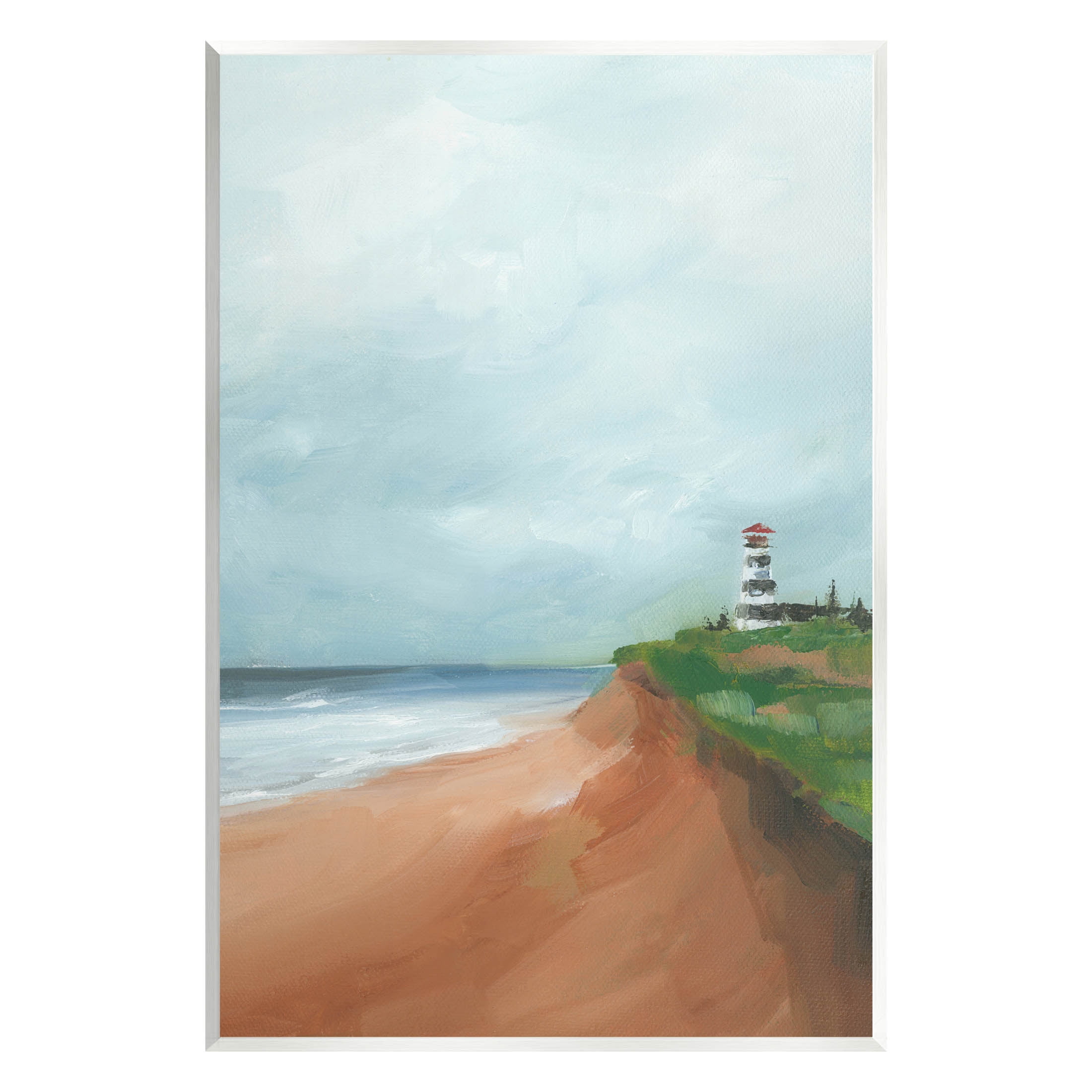 Distant Lighthouse Beach Shore Coastal Painting Unframed Art Print Wall Art
