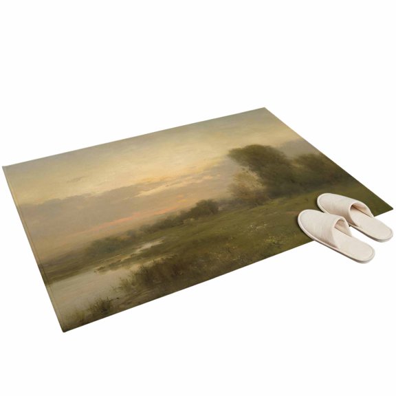 Distant Meadow Trees Entryway Rug 2'x3' Vintage Winding Dirt Path Rustic Farmhouse Small Area Rug Non-Slip Front Door Mat Washable Floor for Front‑Door Area, Kitchen Sink Zone, Bathroom