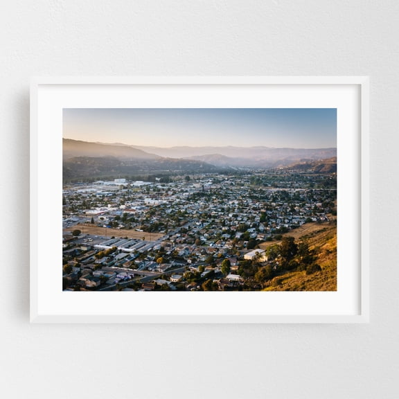 Distant Mountains from Grant Park - Ventura California Photography Landscape Cityscape Scenic Rural Travel Poster Sunset White Framed Wall Art Print 5 x 7 inches