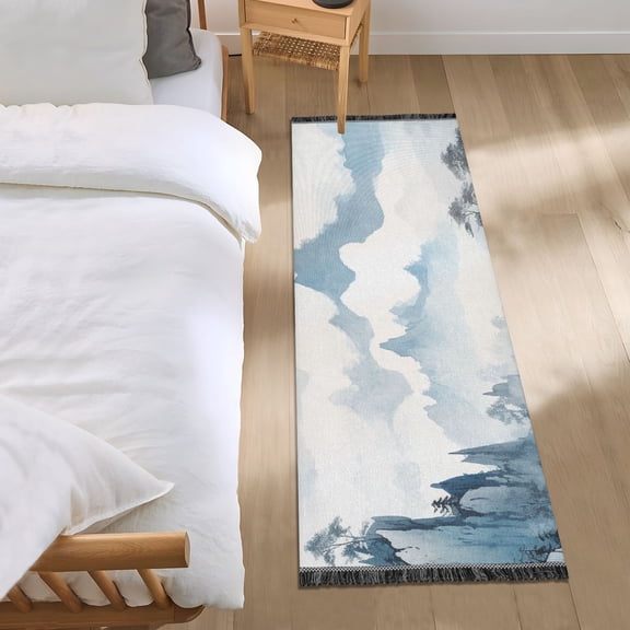 Distant Mountains in Cloud Runner Area Rug 2x6 Soft Non-Slip Washable Bedside Carpet for Hallway Bedroom Living Room Home Decor