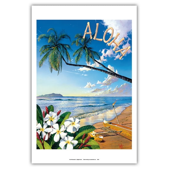 Distant Shores - Aloha - Hawaiian Island Paradise Ocean View - From an Original Color Painting by Scott Westmoreland - Master Art Print (Unframed) 12in x 18in