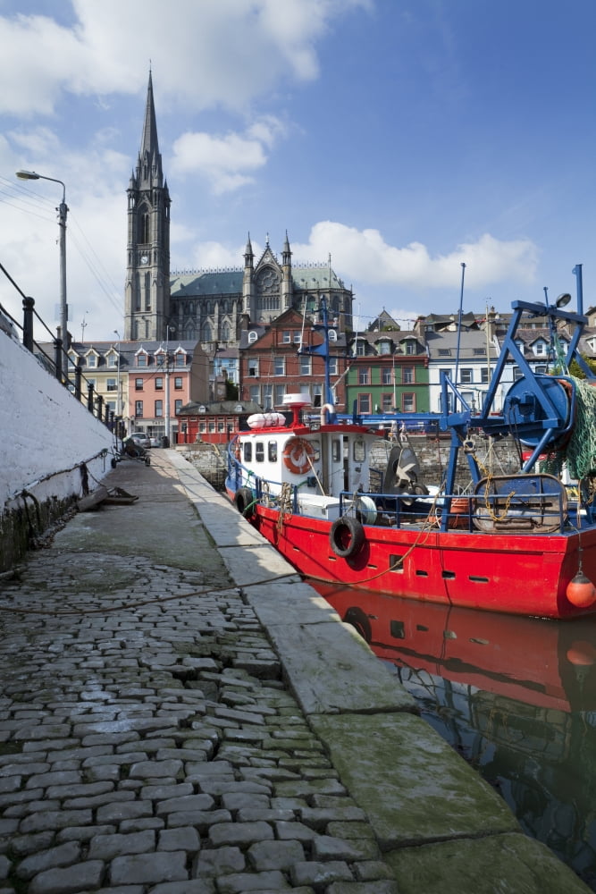Distant St Colemans Cathedral from the Harbour Cobh County Cork Ireland Canvas Art - Panoramic Images (27 x 9)