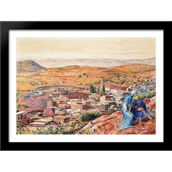 Distant View of Nazareth 38x28 Large Black Wood Framed Print Art by William Holman Hunt