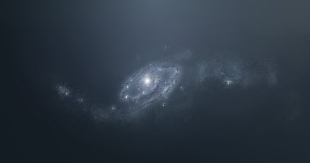 Distant galaxy visible from space station sent in outer space Canvas Art - Tomasz DabrowskiStocktrek Images (20 x 11)