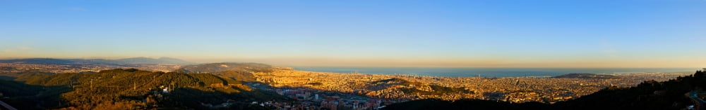Distant view of Barcelona Catalonia Spain Canvas Art - Panoramic Images (44 x 7)