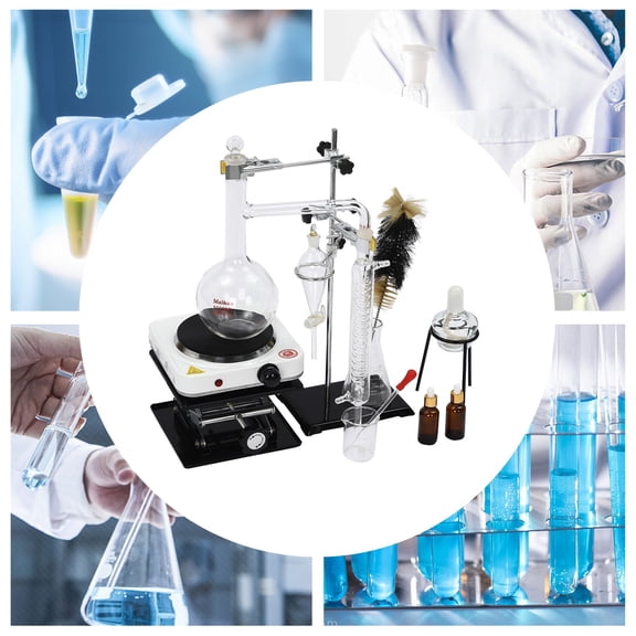 Distillation Apparatus for Home Glass Steam Distillation Apparatus Kit, Essential Oil Distillation Apparatus Kit, Lab Glassware Equipment