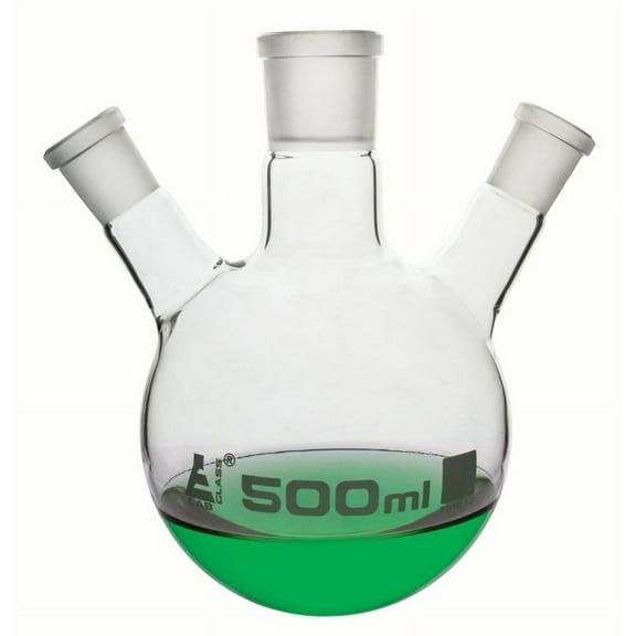 Distillation Flask with 3 Necks, 250ml Capacity, 29/32 Center Socket, 19/26 Side Sockets, Interchangeable Ground Joints, Borosilicate Glass - Eisco Labs