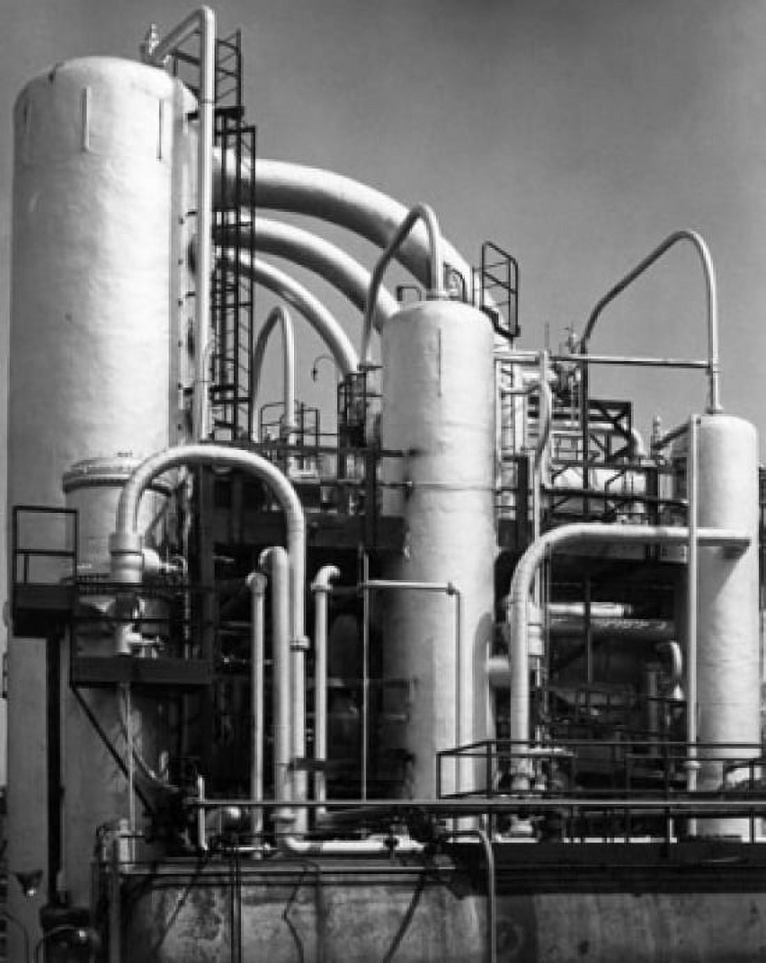 Distillation columns in duo-sol solvent extraction plant Shell Oil Company Wood River Illinois USA Canvas Art - (18 x 24)