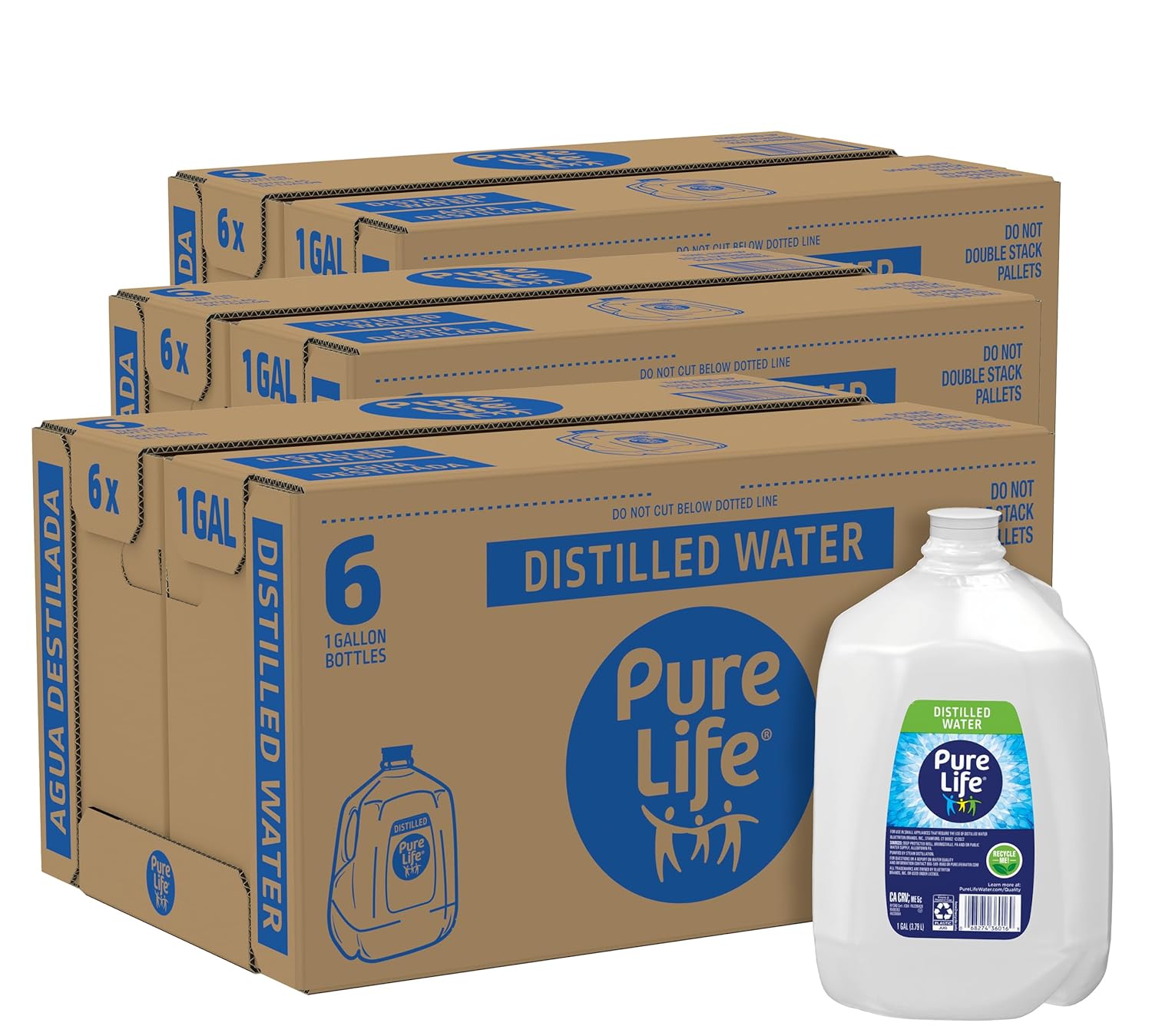 Distilled Water Gallons Cases of 6 1 Gallon Bottles 3 Cases (18