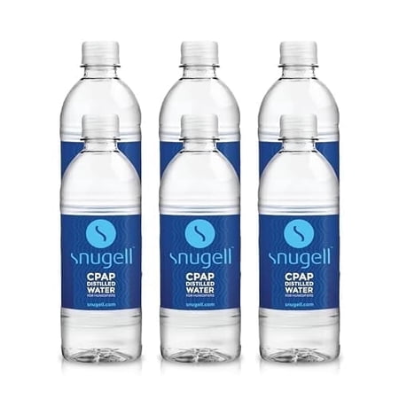 Distilled Water for CPAP Machines by Snugell (6-Pack, 16.9 oz) – Up to 15 Days Supply – Compact, Travel-Friendly, Clean and Multi-Use