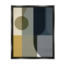 Distinct Geometric Layered Shapes Abstract Graphic Art Jet Black Framed Art Print Wall Art
