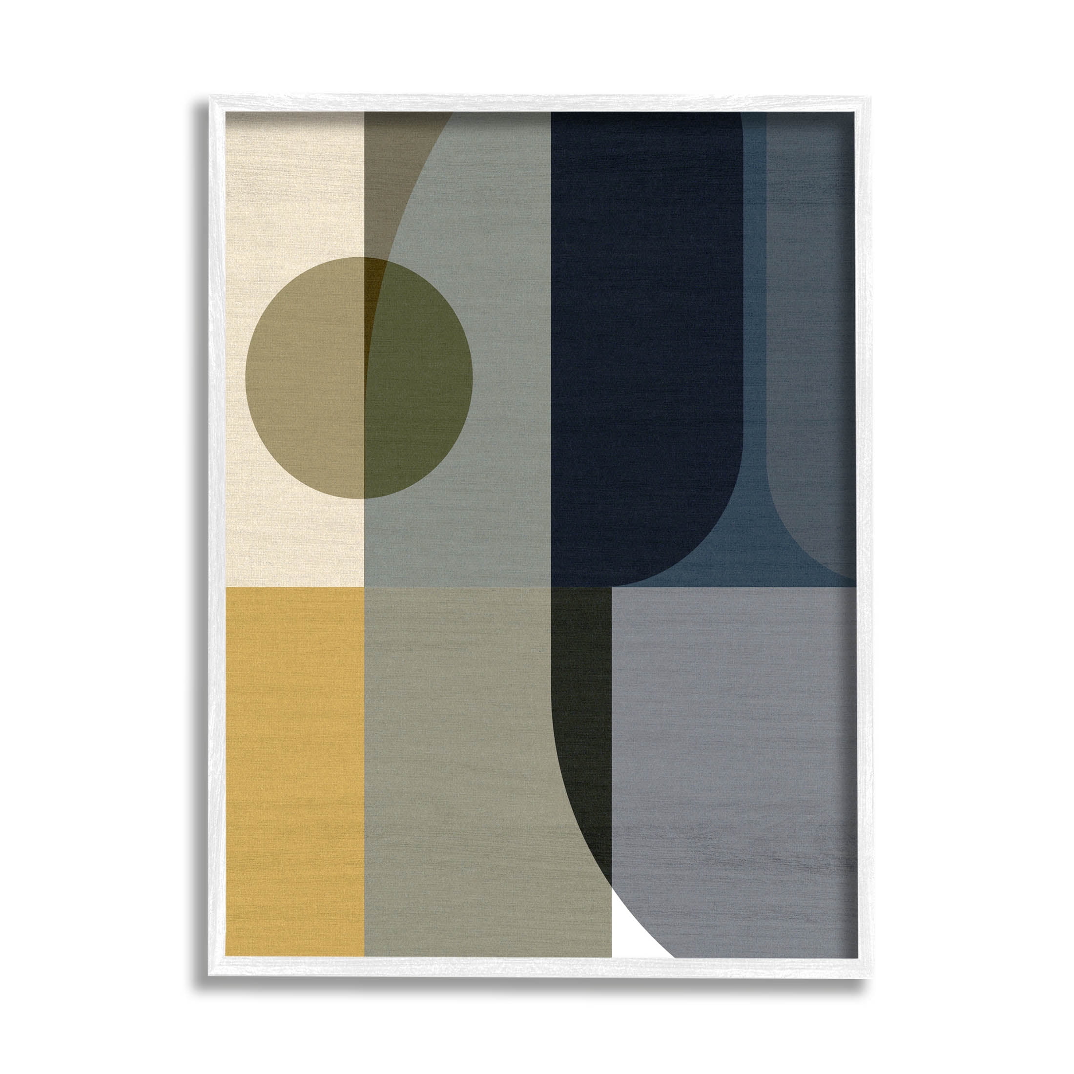 Distinct Geometric Layered Shapes Abstract Graphic Art White Framed Art Print Wall Art