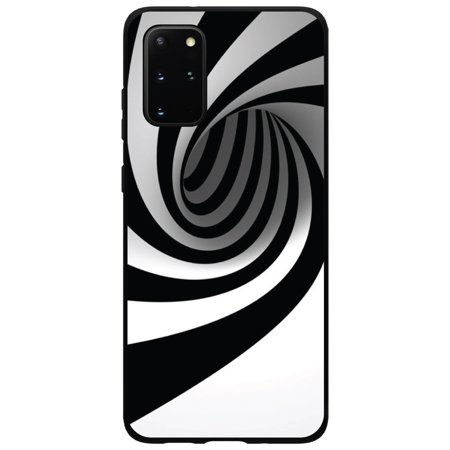 DistinctInk Case for Samsung Galaxy S20 ULTRA (6.9" Screen) - Custom Ultra Slim Thin Hard Black Plastic Cover - Black White Swirl Vortex Geometric
