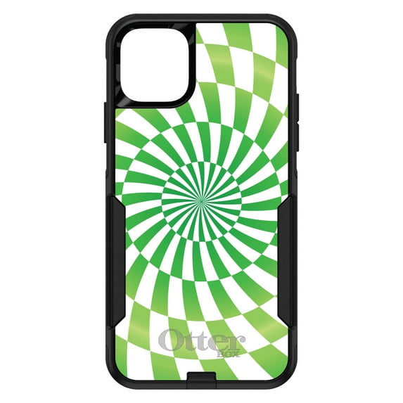 DistinctInk OtterBox Commuter Custom Case for Apple iPhone 11 (6.1" Screen) - Green White Swirl Geometric - Slim Profile Design