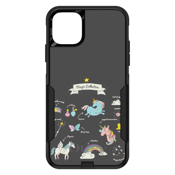 DistinctInk OtterBox Commuter Custom Case for Apple iPhone 11 (6.1" Screen) - Unicorn, Rainbow - Lightweight Grip