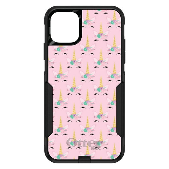 DistinctInk OtterBox Commuter Custom Case for Apple iPhone 11 (6.1" Screen) - Pink Purple Black - Lightweight Grip