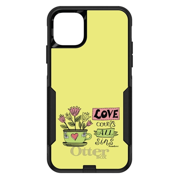 DistinctInk OtterBox Commuter Custom Case for Apple iPhone 11 (6.1" Screen) - Love Covers All Sins - Lightweight Grip